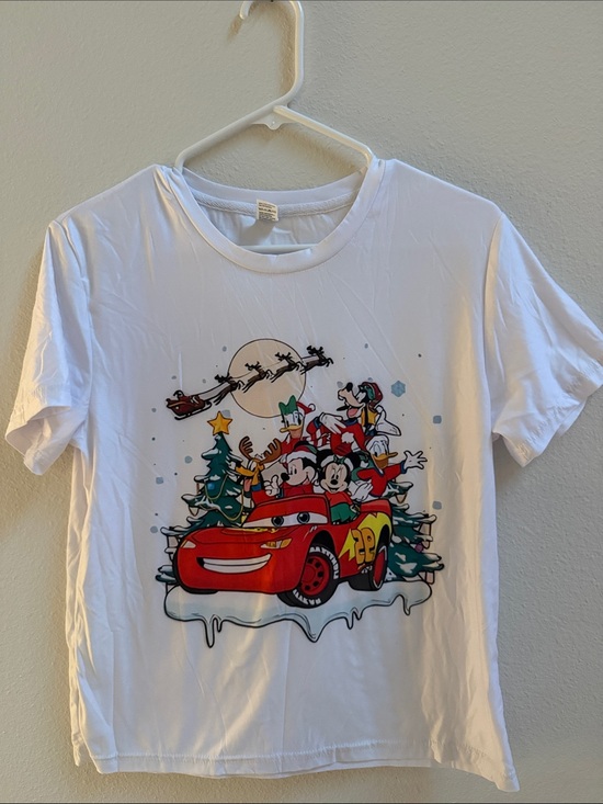 Disney Tops - Disney Pixar Cars Lightning McQueen Mickey & Friends Christmas Graphic T-Shirt